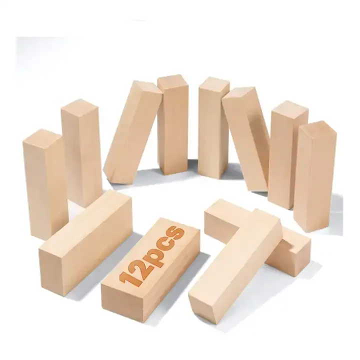 Beginners kids advanced hobby diy soft unfinished premium smooth basswood whittling wood blocks for carving