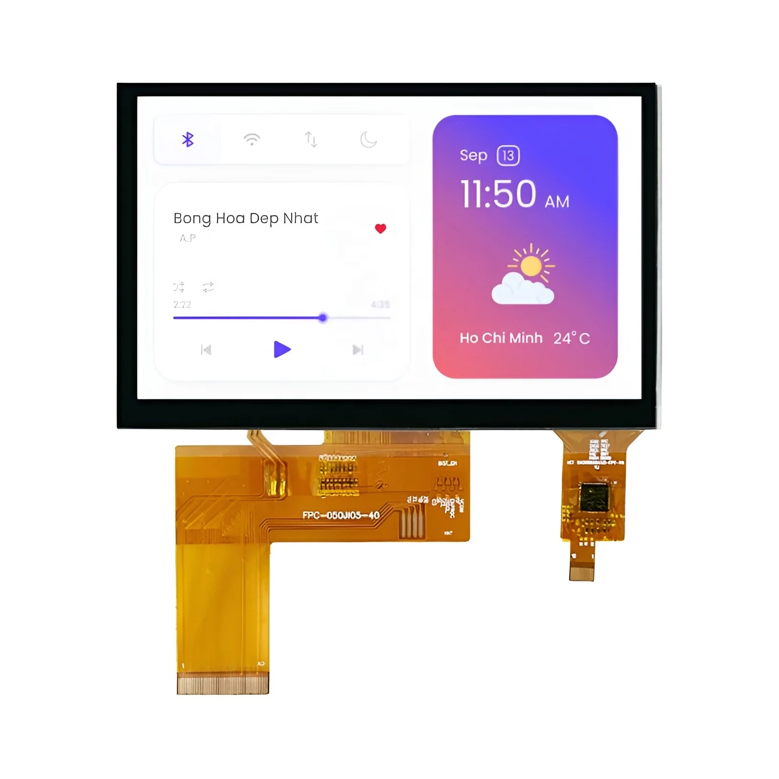 Sunlight Readable Time Attendance Machine Display Waterproof TFT LCD Module 5 Inch 800x480 IPS Touch Screen
