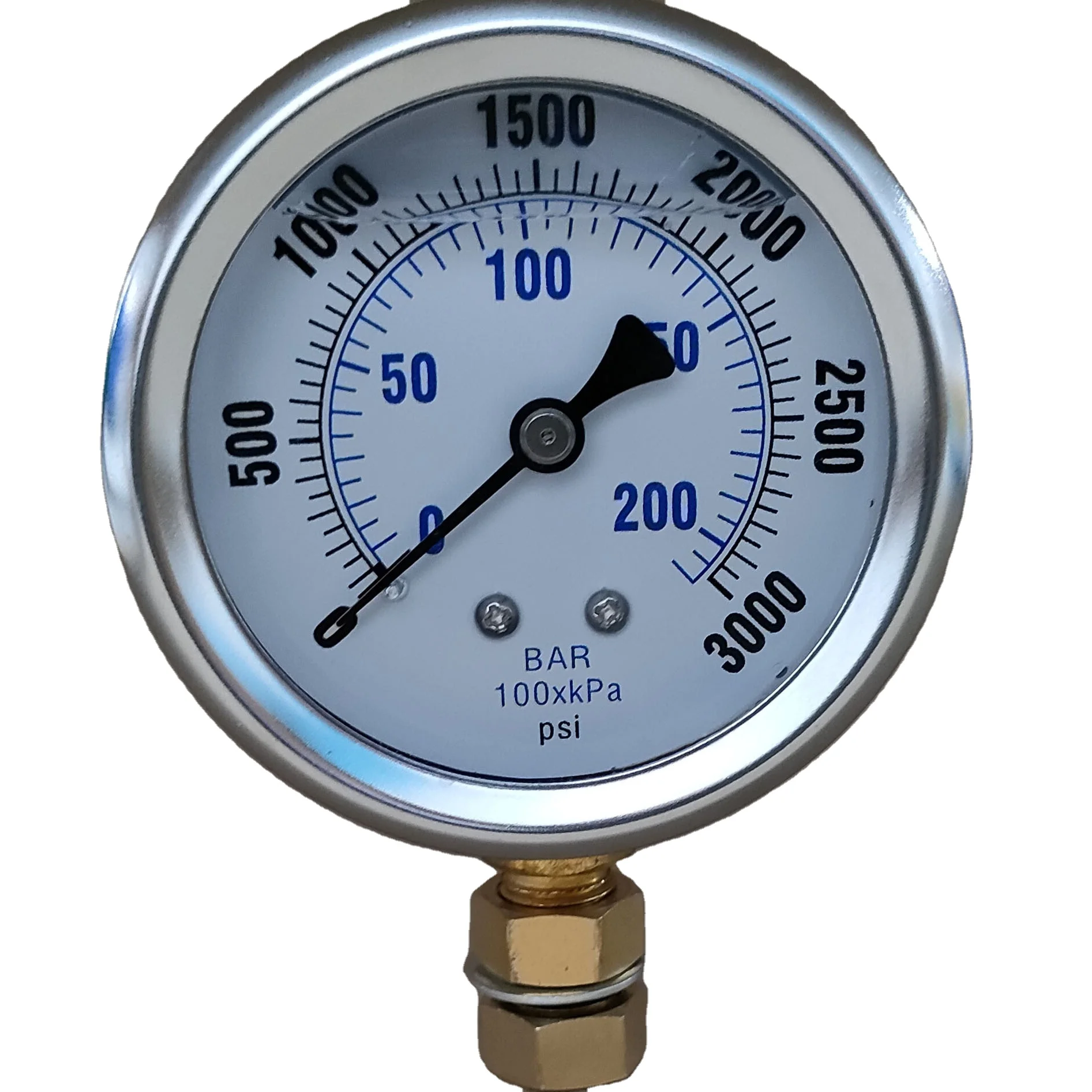 New Design 63mm 0-3000psi SAE 304 stainless steel case oil pressure gauge