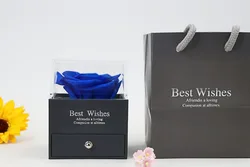 Mothers Day Valentines Lover Gifts Preserved Rose Heart Valentines Day I Love You Necklace Gift Flower Boxes