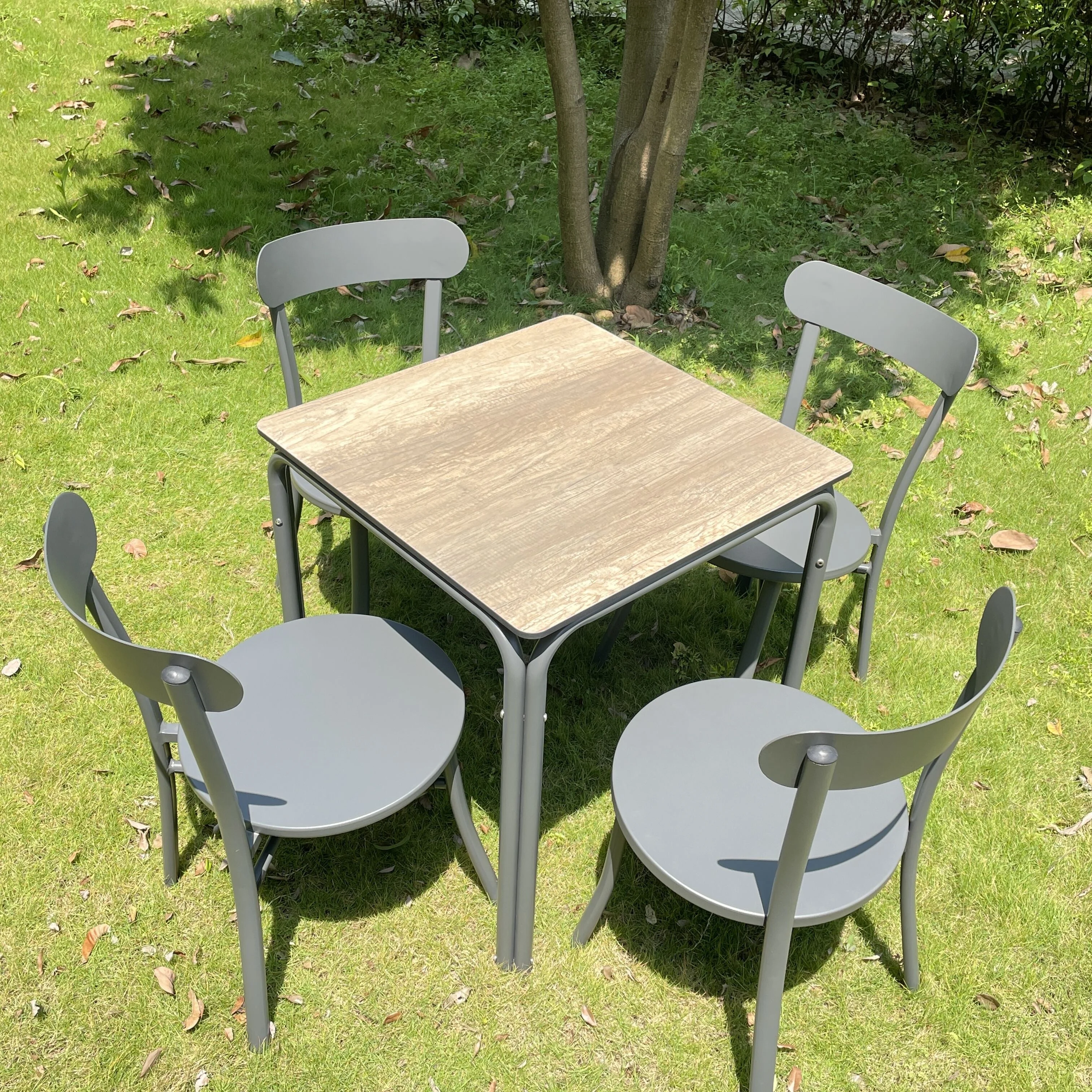 Outdoor Furniture Manufacturer Aluminium Square Table Patio Garden Restaurant Hotel Bistro Waterproof Dining Table With HPL Top