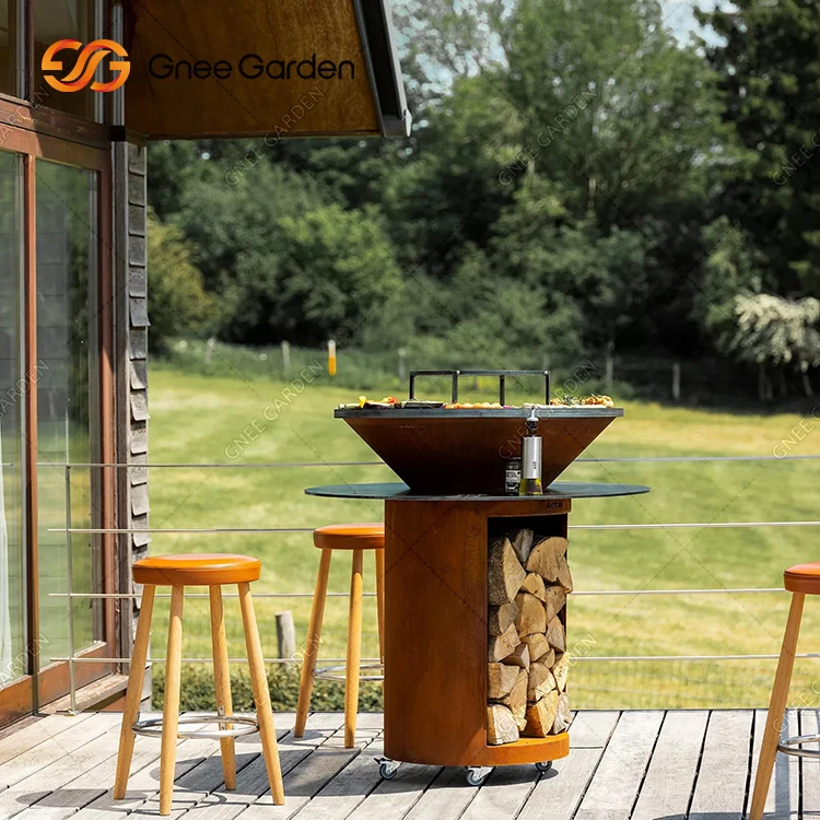 Corten steel grill bbq brasero corten bbq barbecue smoker bbq grill outdoor charcoal grill