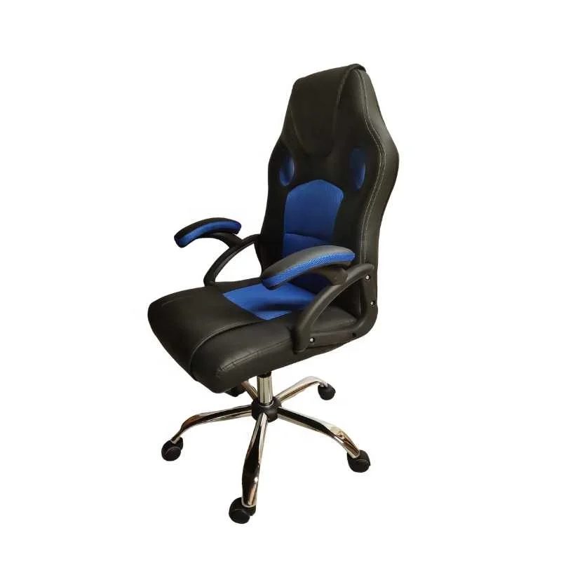 Low Price Computer Gaming Chairs Space Saver Blue And Black Gaming Chair Fixed Armrest Cheap Gamer Chair