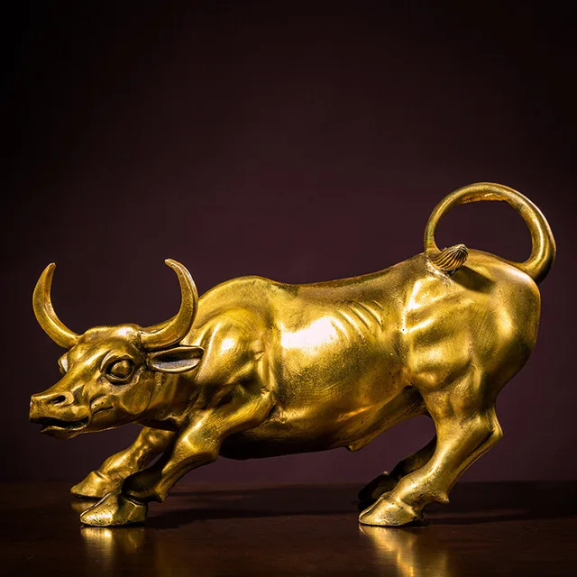 High quality solid brass metal hard working bull display craft ornaments,office desk table Decoration