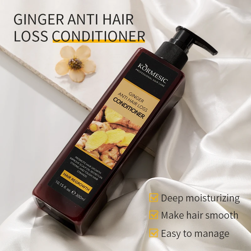 KORMESIC Private Label Herbal Hair Care Set Nourishing Anti-hair Loss Ginger Hair Shampoo and Conditioner
