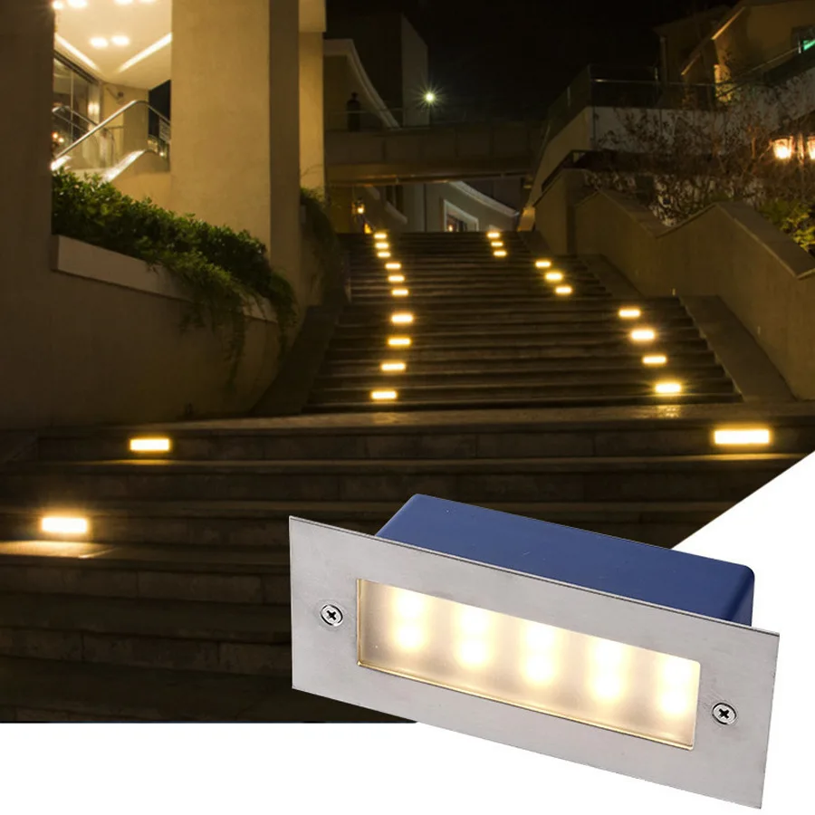 220V-240V 3W 5W LED Corner Lights Outdoor Stair Step Hall Lamp Wall Recessed Lamp led step light