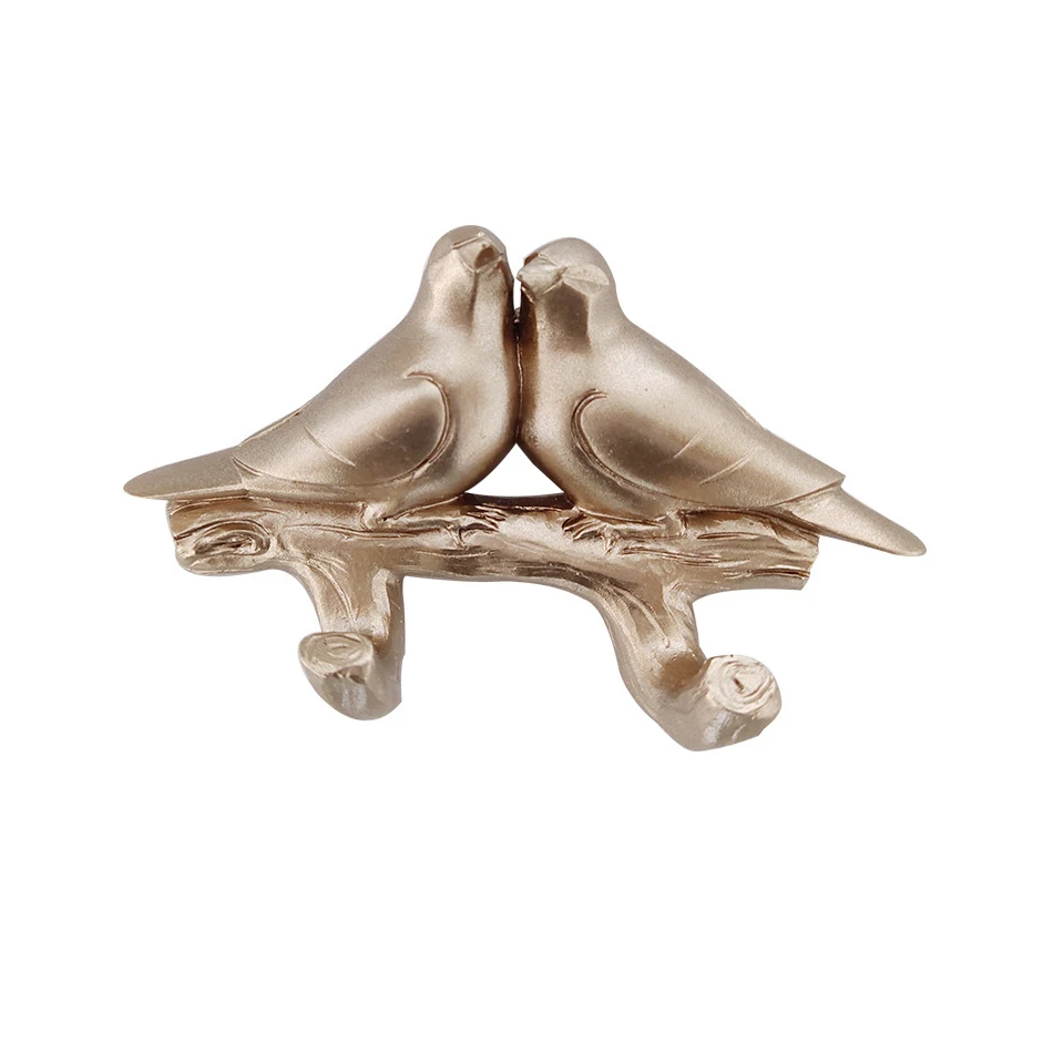 Wall rack double hook living room key clothes towel hat handbag rack bird resin creative hook