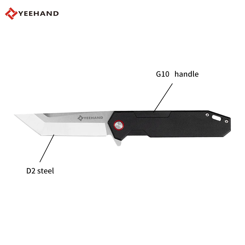 Yeehand style knife outdoor camping folding pocket knife G10 handle D2 steel black tactical flip folding knives