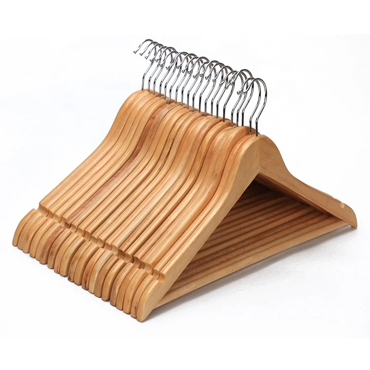 Custom logo wooden suit hangers wooden coat hangers dresses suits wood clothes hanger