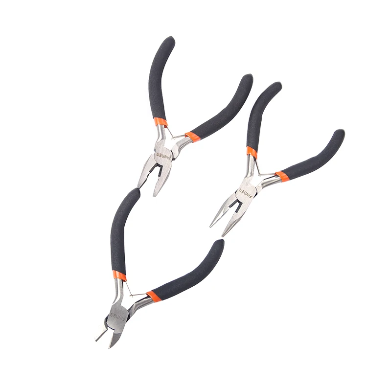 3pcs Mini Plier Set Round Nose Jewelry Pliers Solid Joint End Cutting Cushion Grip Wire Nipper Repair Tool