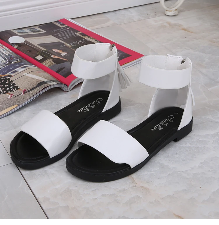 2022 new design summer lady Korean pure color fashion wedges middle-heel casual sandals with one-button belt
