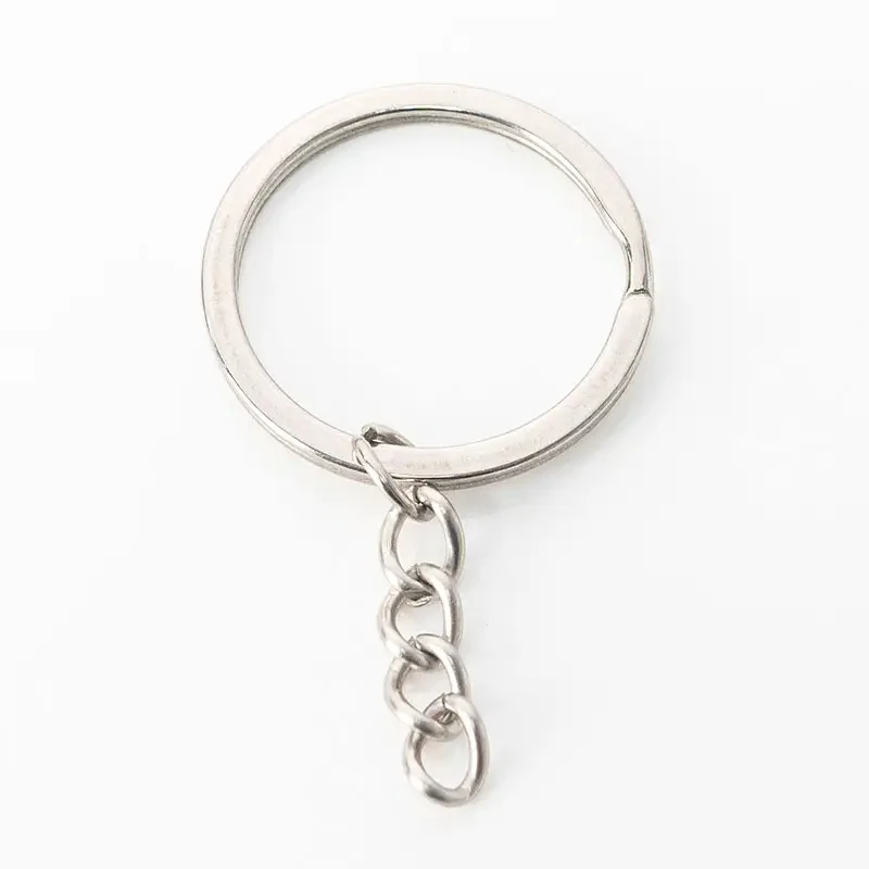 High Fashion 25mm Split Key Ring with Chain Quality wholesale Metal charms Carabiner Keychain Die Cutting Printing