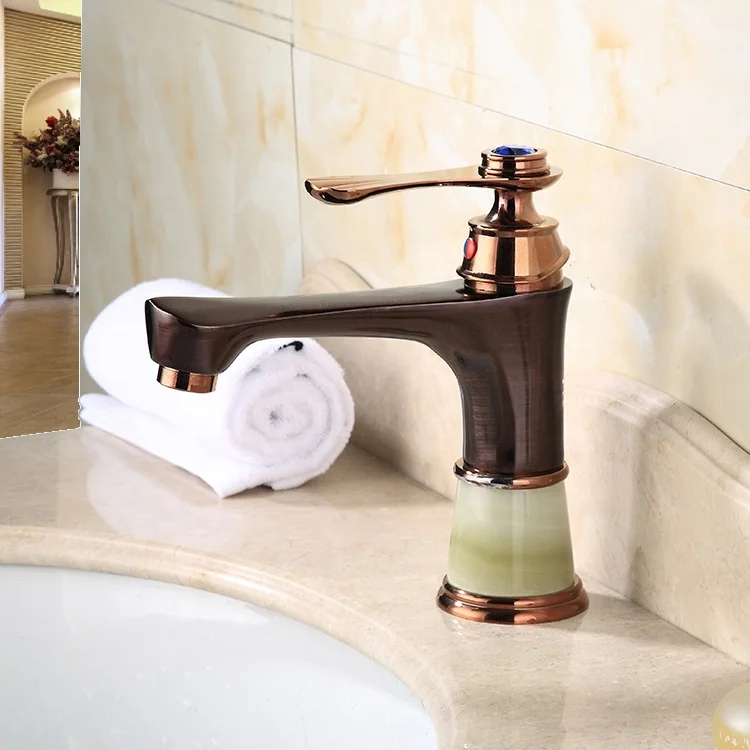 yile single handle brass bathroom faucet with jade