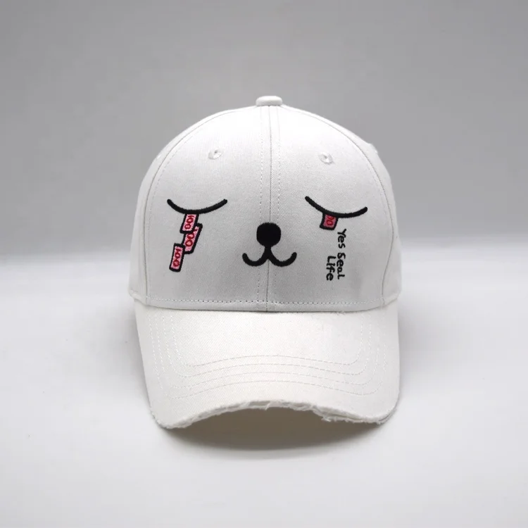 Design embroidery cute baseball cap hat brim grinding sports cap customized hat brim burrs baseball cap