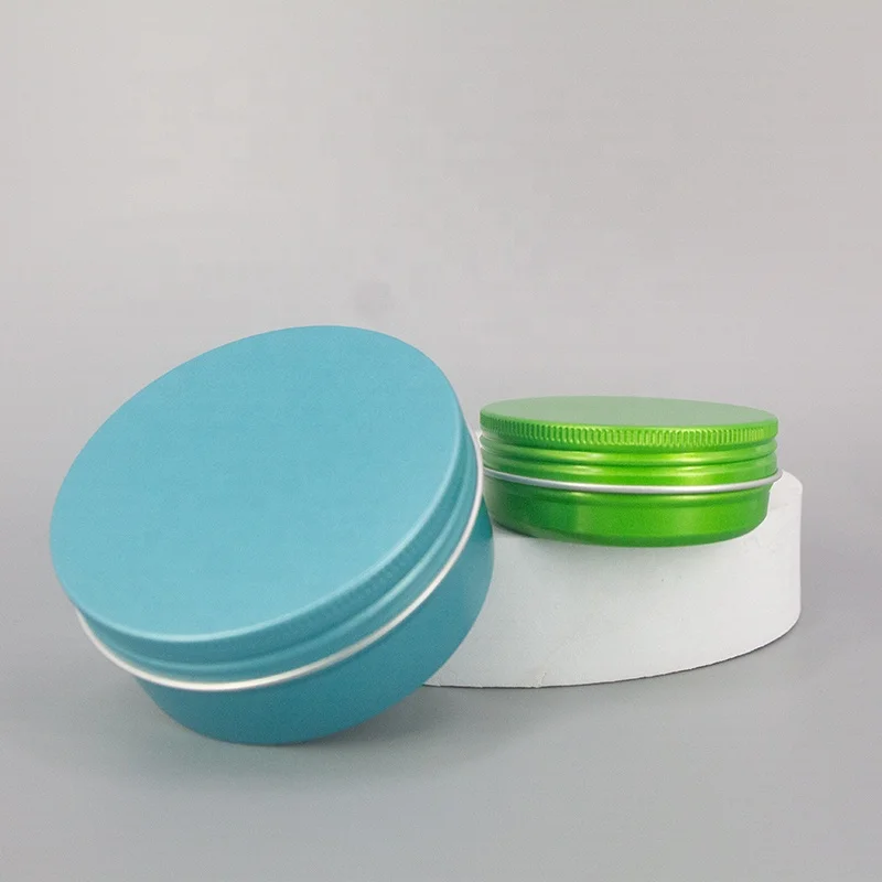 Wholesale empty round aluminum box packaging can facial cream tin aluminum container jar with screw lid