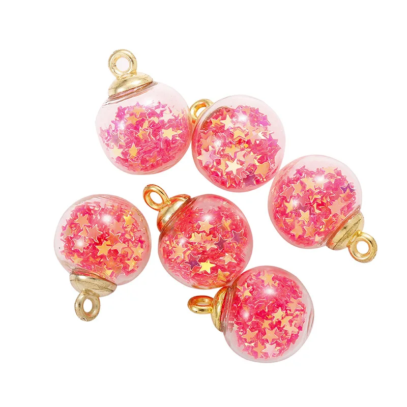 Charms Star Sequins Transparent Glass Ball 16mm Pendants Crafts Making Findings Handmade Jewelry DIY for Earrings Necklace
