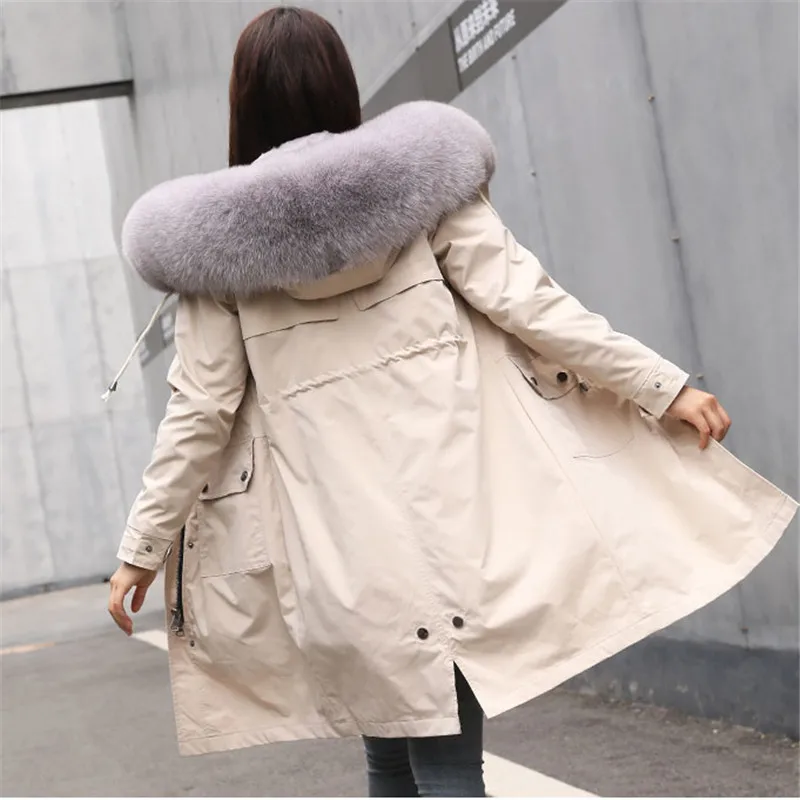  Толстая меховая парка пуховая куртка с подкладкой из перьев Женское зимнее пальто
