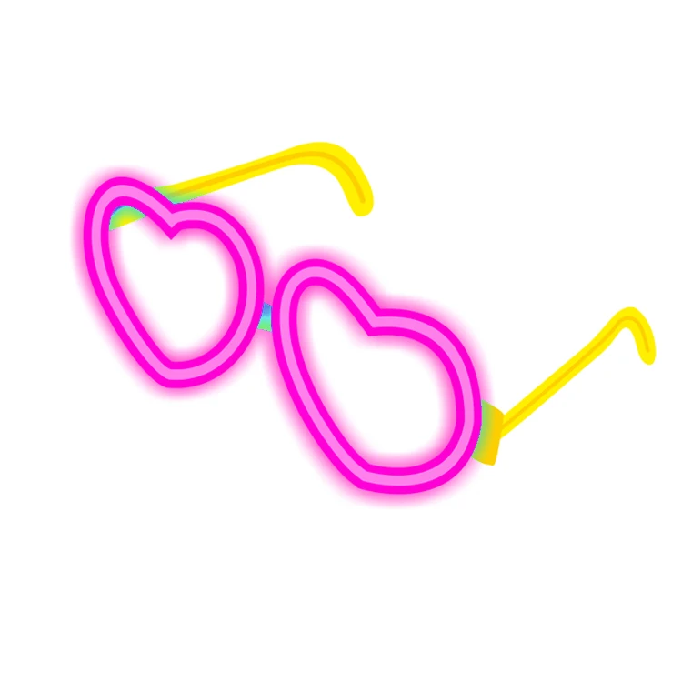 Promotional Hot Selling Summer Neon Eyewear Love Glow Stick Heart Glasses Eye Glasses for Wedding Party Favors Concerts Rave DJ