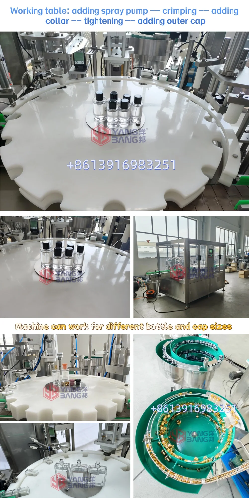 Automatic 100ml 50ml Body Spray Perfume Bottle Filling Machine Cosmetic Rotary Filling and Capping Machine