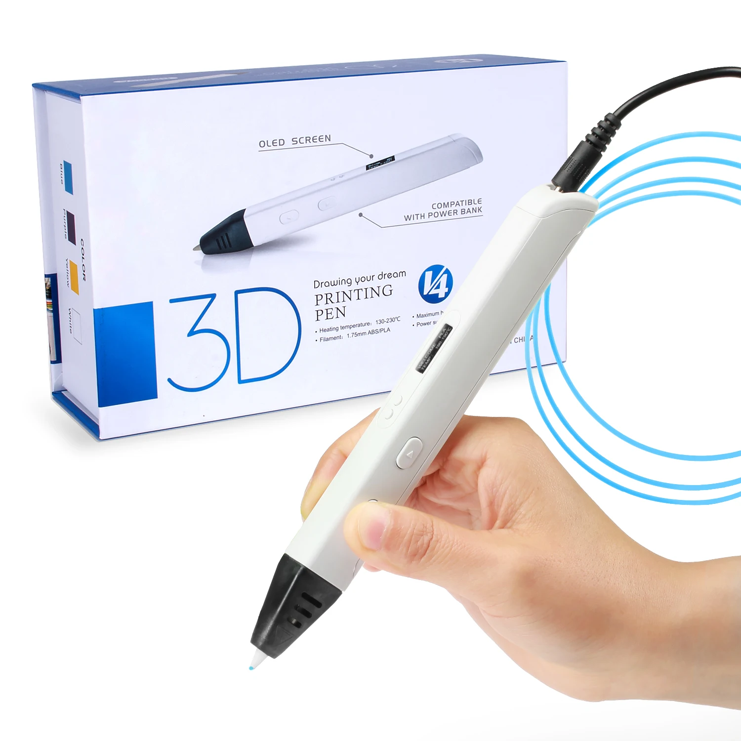 Jer best selling OLED Screen with pen case boy style 3d pen girl style 3d pen box