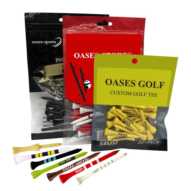 70mm 83mm Factory Direct Customized Printed Wooden Bamboo Golf Tees with Plastic Bag