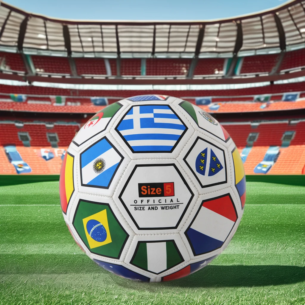 Size 5 PVC Leather Soccer Ball with Advertising Flag for Soccer Fans and Players