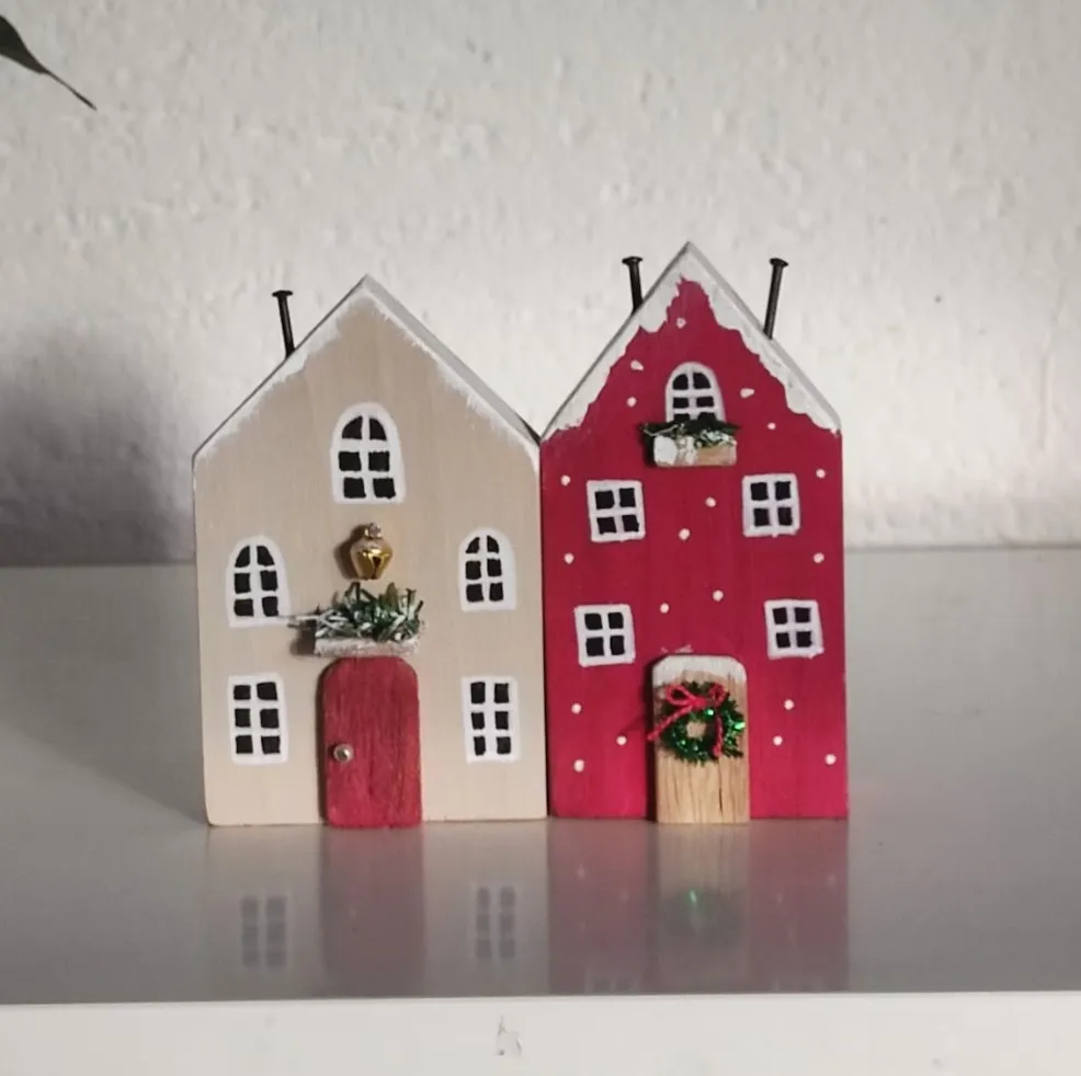 DIY Natual Wood Mini Christmas Wooden Houses Wood Home Decor