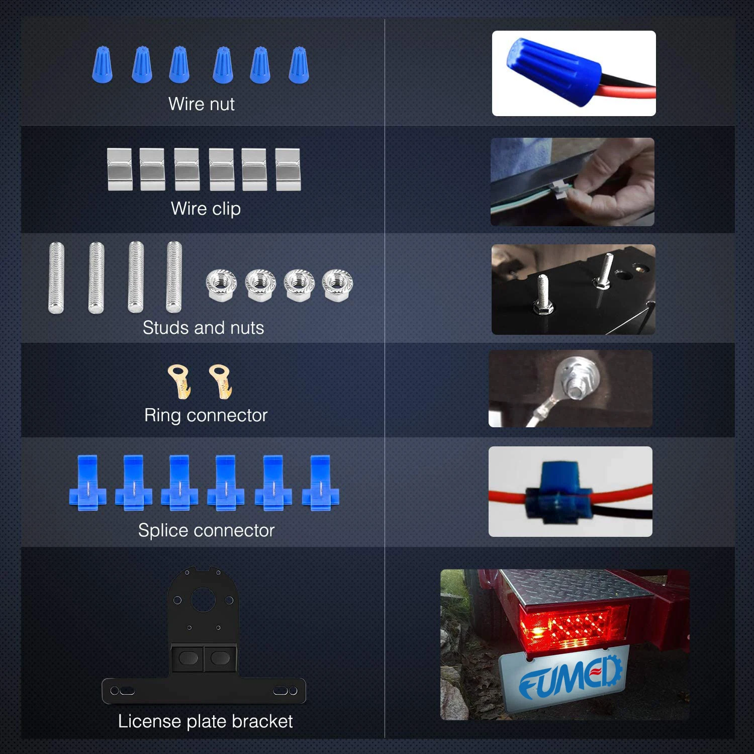 2PCS Submersible Kit Low Profile Rectangular LED Stop Tail Turn Signal Side Marker Light on 12V RV Pickup Trucks Marine Boats