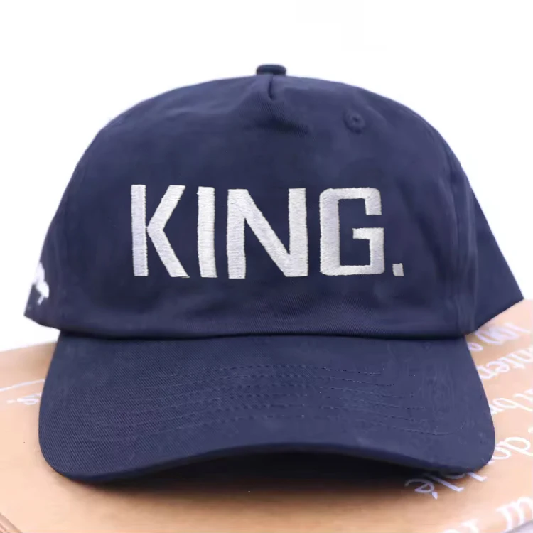 Embroidery Logo Cotton Canvas 5 Panel Cap Unstructured Pre-curved Brim Snapback Hats Vintage Custom Navy Blue Embroidery Dad Cap