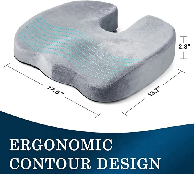 Gel Enhanced Seat Cushion Non Slip Orthopedic Gel Memory Foam Cushion for Tailbone Pain Office Chair Car Seat Cushion
