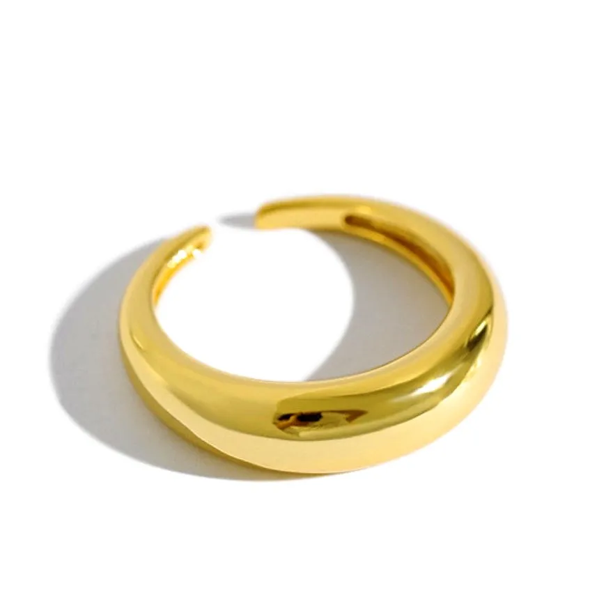 wholesale minimalist rings horn design 925 silver ring curve high polishing gold plated adjustable ring for women