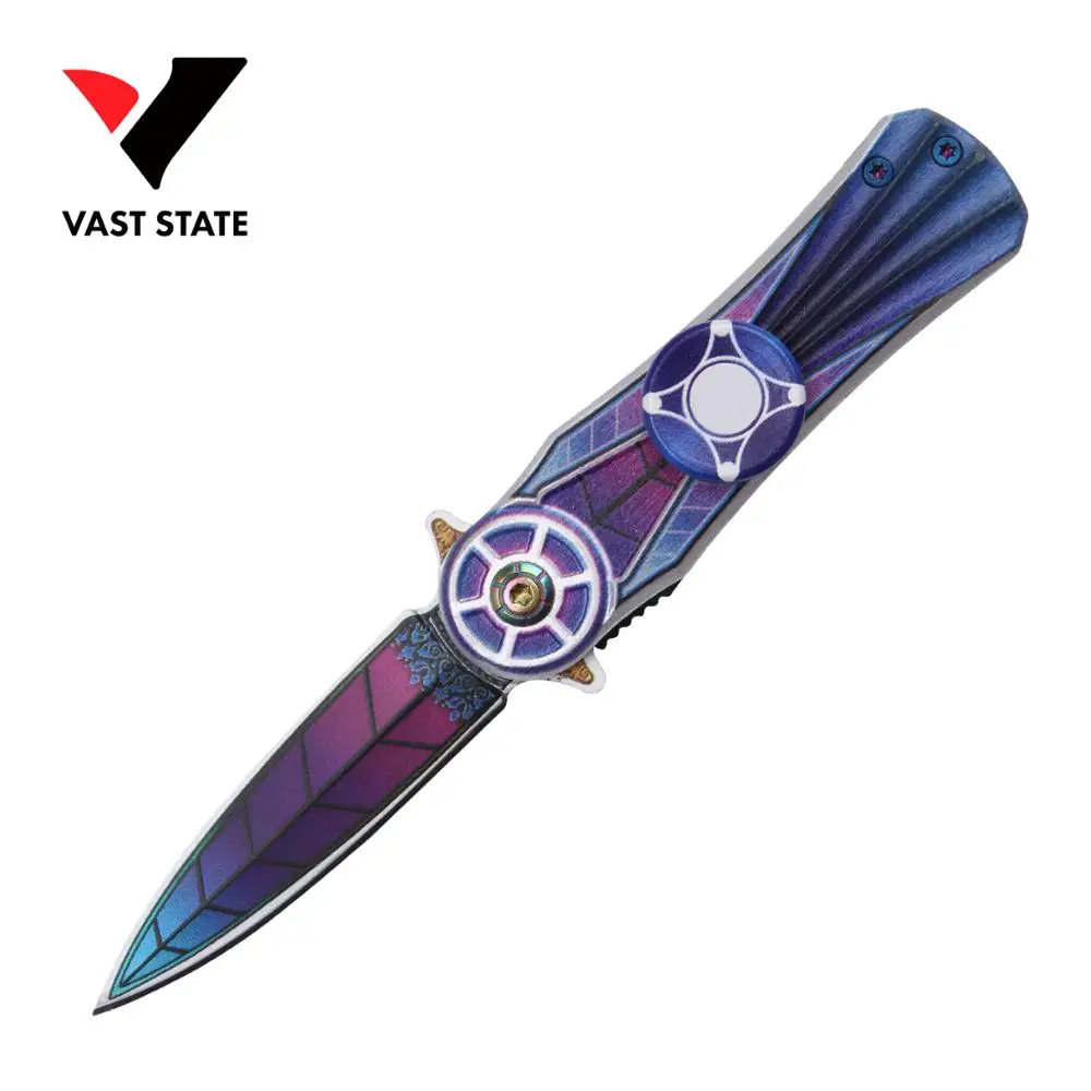 
Custom Logo 3D pattern Camping Knife Hunting Knives Double Action Tactical Self Defense Folding EDC Knife 
