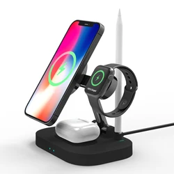 4 in 1 Fast Wireless Charger Magnetic Wireless Charging Station Compatible with iPhone iWatch  Airpods 2/Pro and Pencil 1nd d