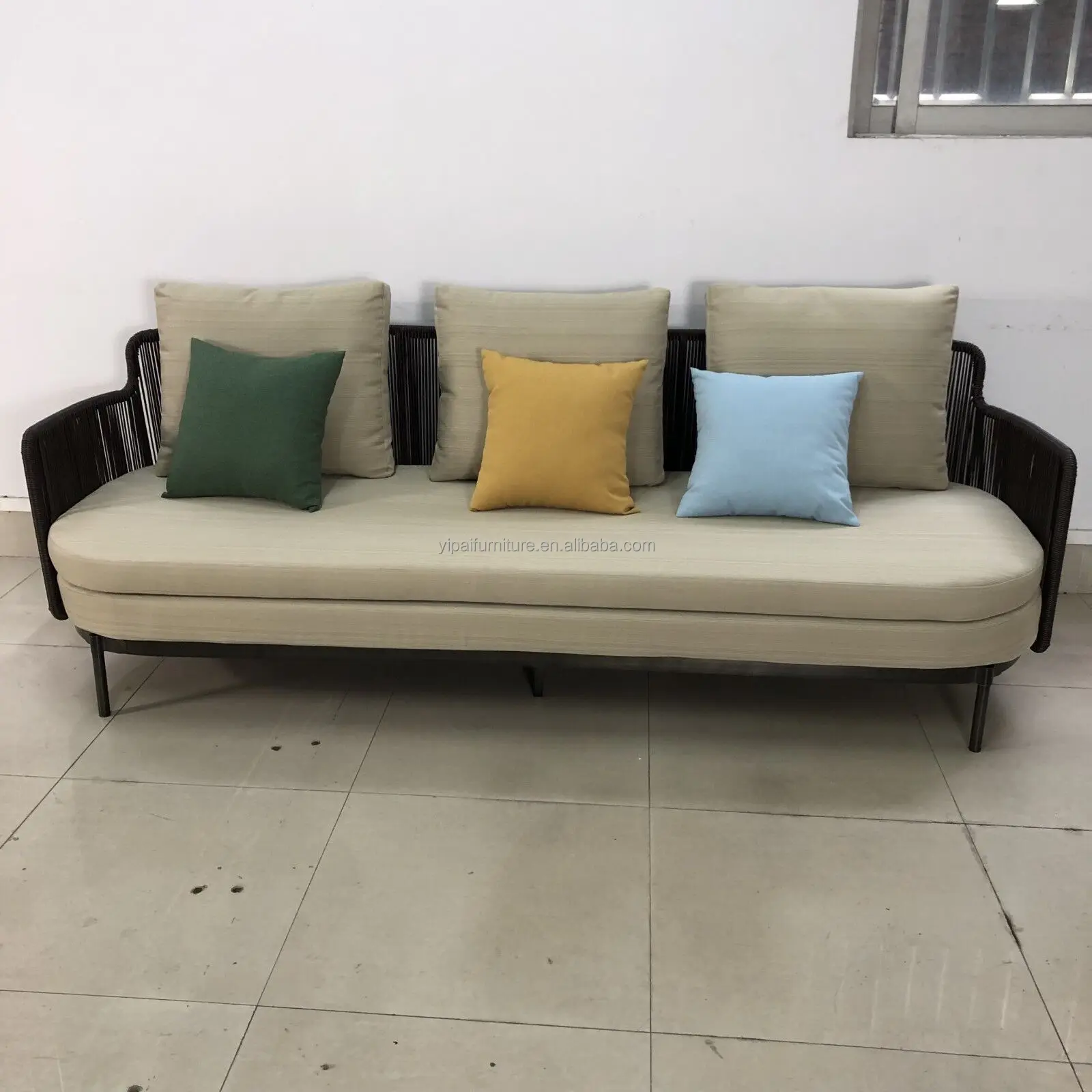 outdoor furniture 5 star hotel metal stainless steel base garden outdoor sofa set Water Proof cushion patio garden sofa set