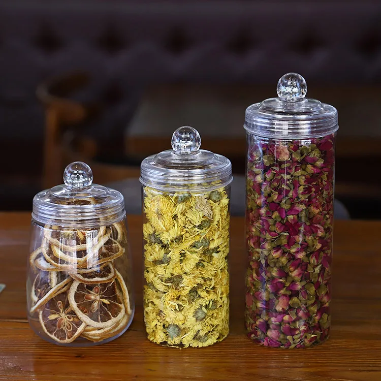Factory Wholesale 500ml/650ml Pet Plastic Flower Tea Dry Fruits Jar Container Jar