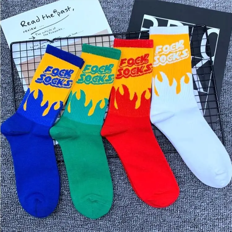 High Quality Customised Unisex Crew Socks Character Letter Pattern Custom Logo 100% Cotton Men Socks