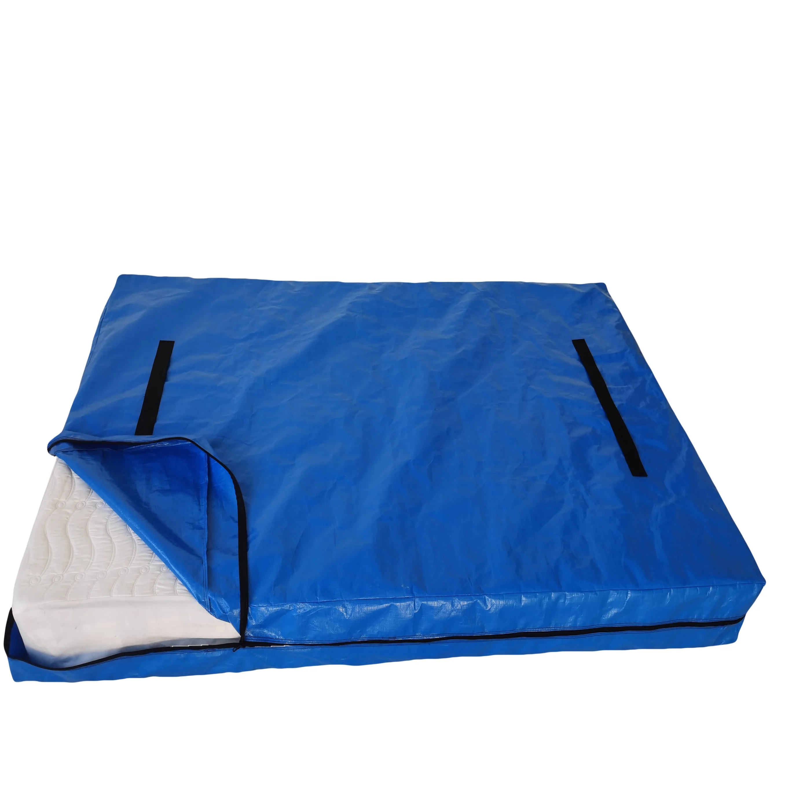 Wholesale Blue color PE Mattress Bag/Covers with 8 Handles with Strong Zipper Closure for Moving and Storage bag