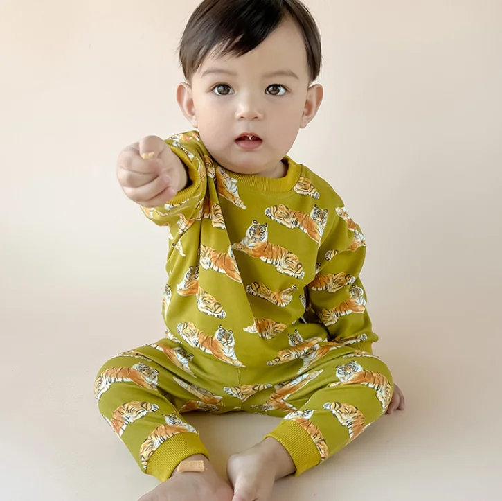 Hongbo New Fashion Print Baby Top and Trousers 2-piece Cotton Baby Clothing Sets Long Sleeve Baby Sweater Shirt Outfit Set
