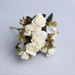 Partycool Multiple Festival Colorful Silk Large Head Wholesale Bouquet Artificial Flower Peony Rose  For Wedding Home Decoration