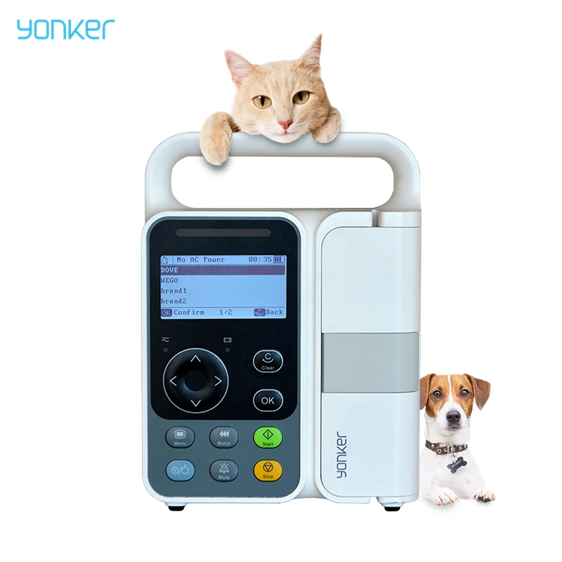 Yonker IP3 veterinary medical infusion pump 3 inch KVO status one key operation 1.5kg vet infusion pump