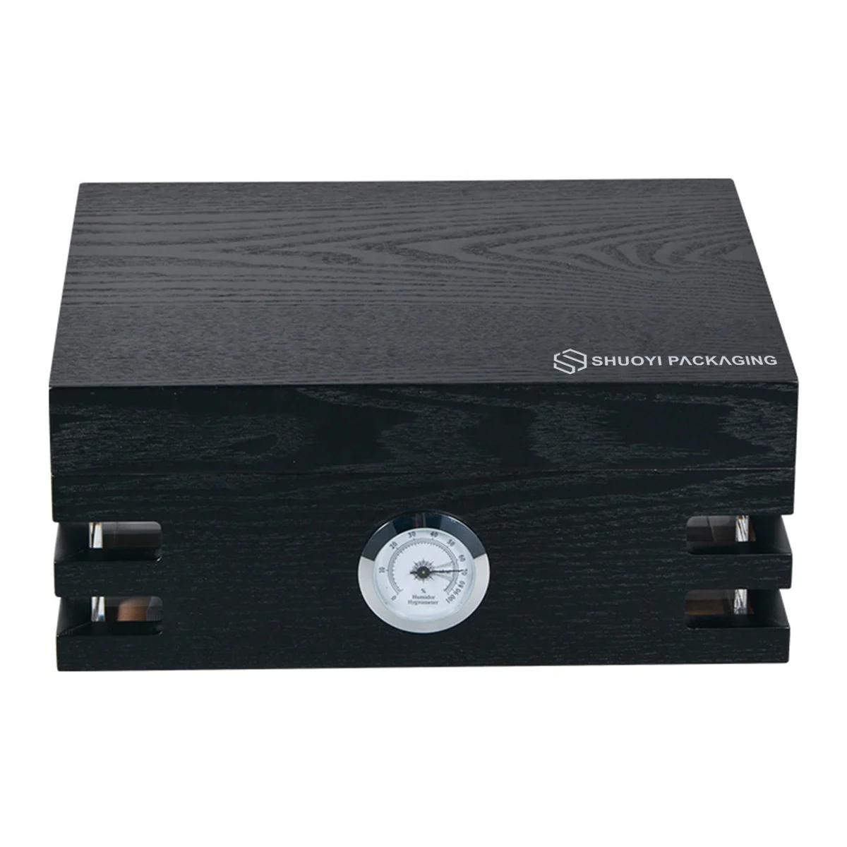 black lacquered wood cigarette case spanish cedar cigar box humidor custom
