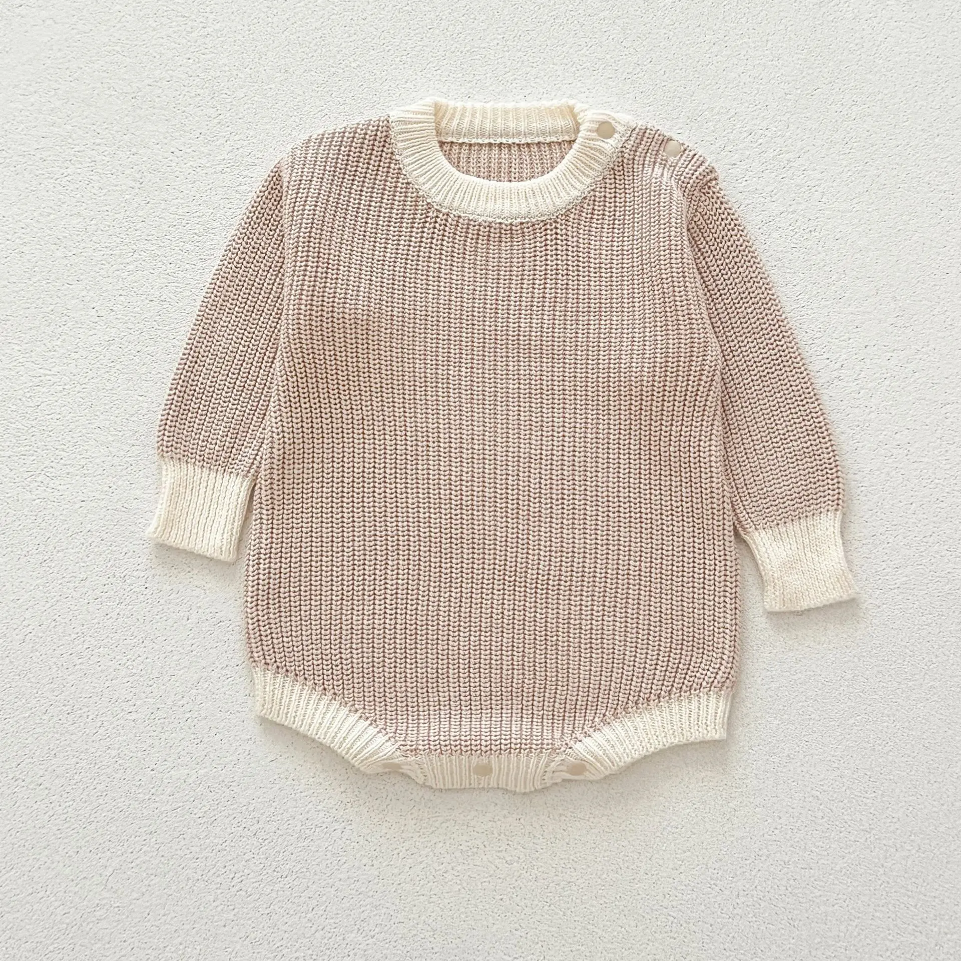 Baby clothing autumn cotton knit jumpsuit sweater go out ha clothes different color bag fart clothes crawling suit