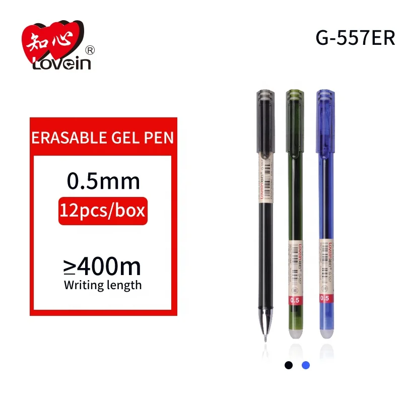 Wholesale gel Pen with Eraser 0.5mm Correct and Non-toxic G-557ER Plastic needle Pens with student Office Erasable Gel Pen