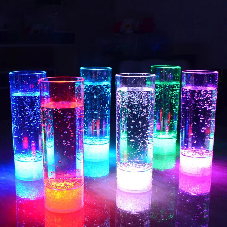 RICHSHINING Plastic custom logo colorful led glow light up flashing juice cup for night bar party drink