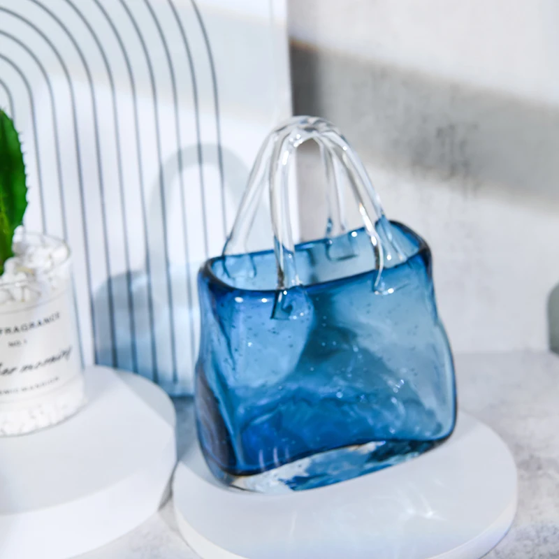 Aspire Creative Bag Shape Flower Vase Glass for Home Decor Table Ornament