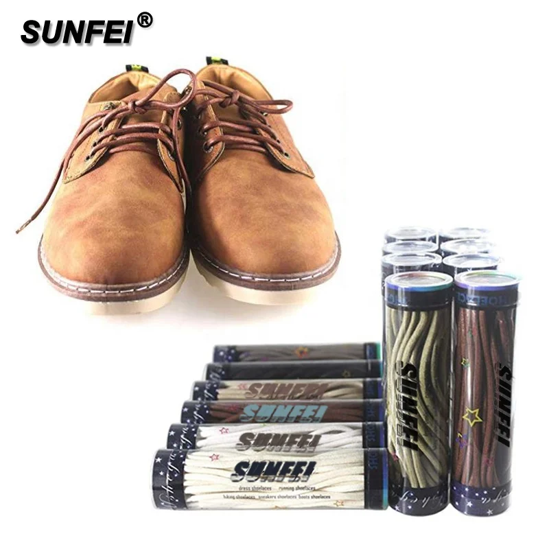 SunFei Latest Design Shoelace For Boot Bungee Cord String Waxed Dress Shoes Laces for Derby Brogue Work Shoes