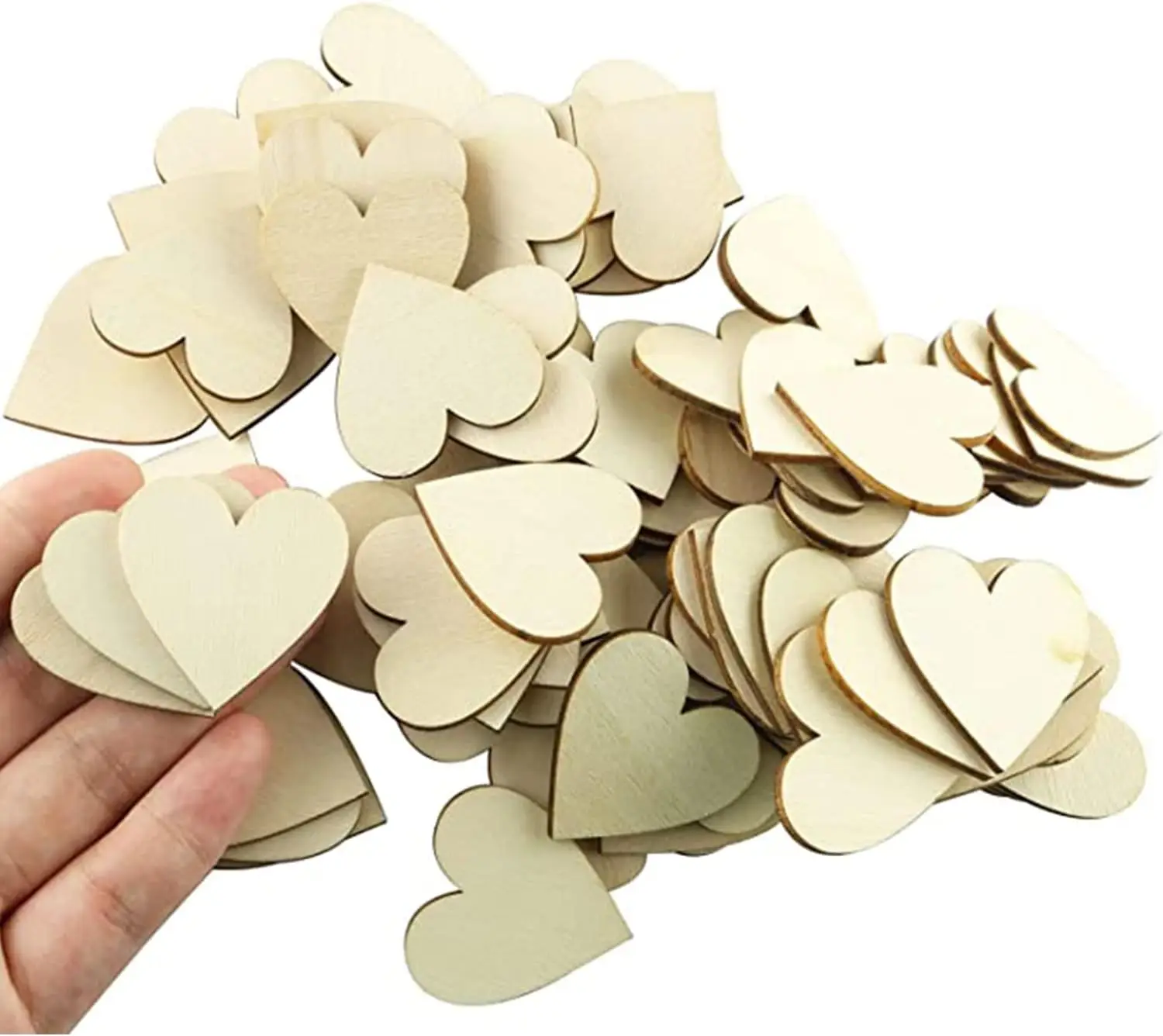 Factory Directly Sale 50 mm 2 inch Diameter 2.5 mm Trickness Blank Heart Shape Unfinished Wood For Home Decoration