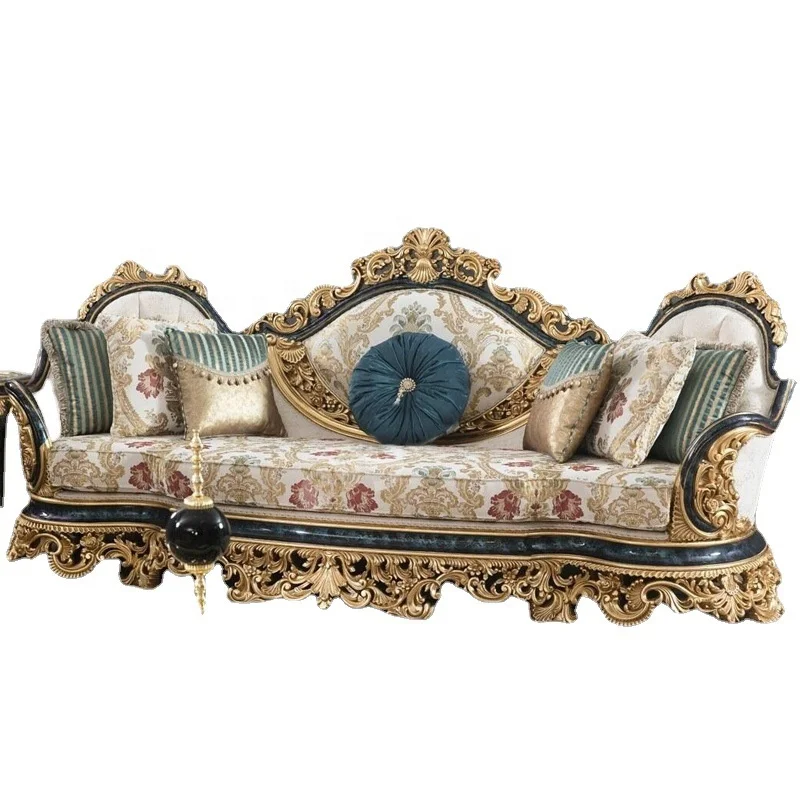 Classical luxury living room turkish sofa set Factory supply antique turkish carving sofa furniture