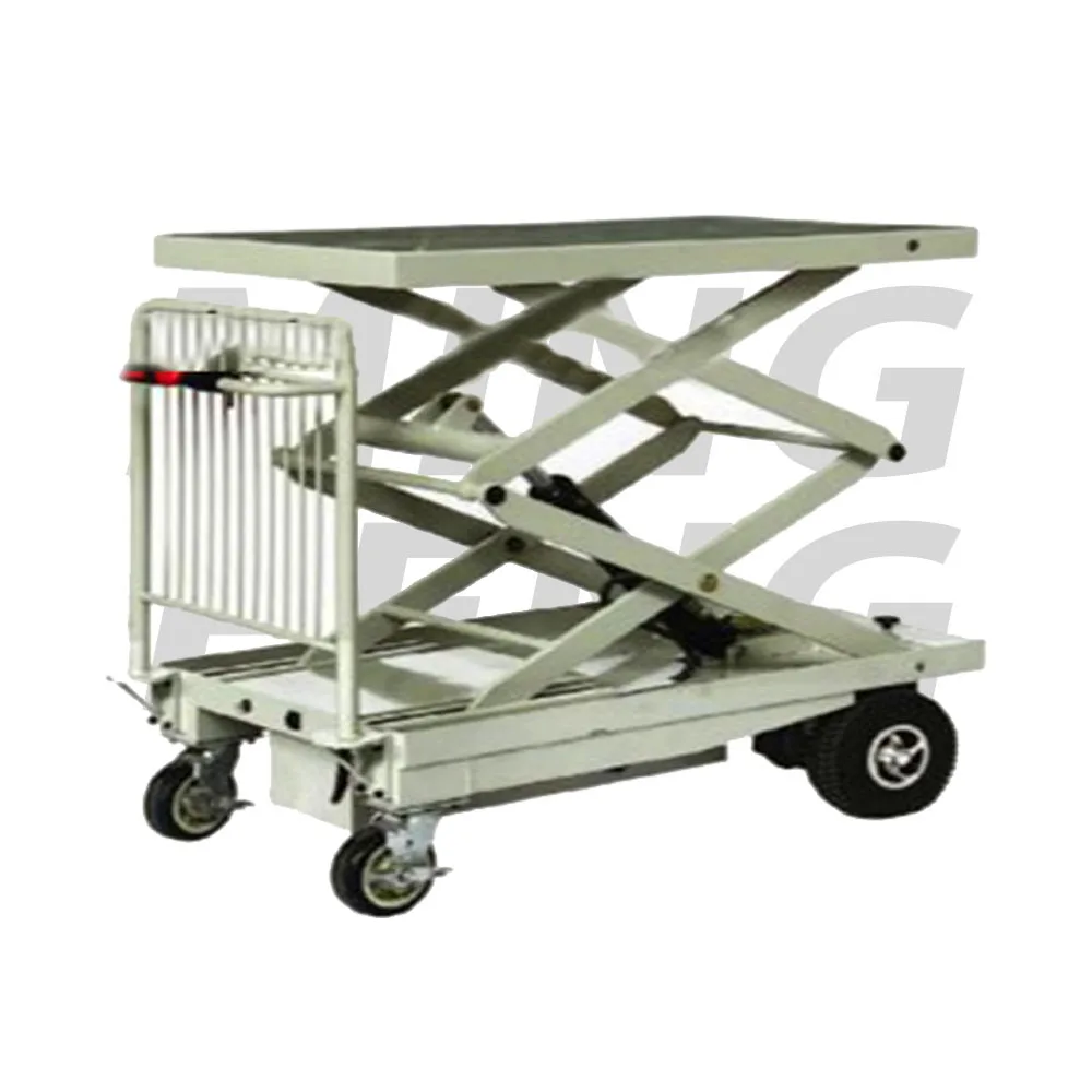 mingfeng warehouse industrial power trolley cart full automatic lift flatbed utility cart