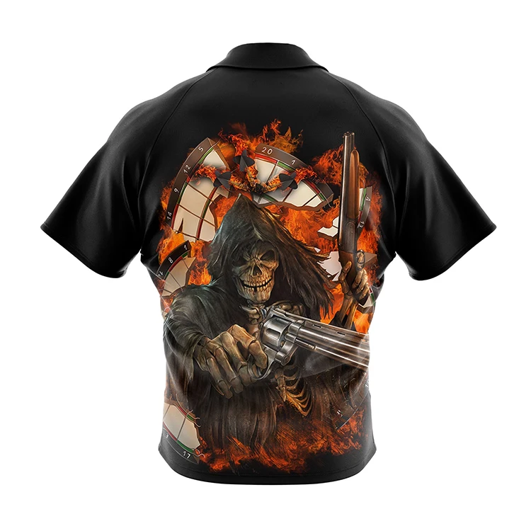 Customized Dart Team Button up Dart Shirt Full Digital Printing Custom Design Darts Shirts With Pocket Sublimated Polo Jersey